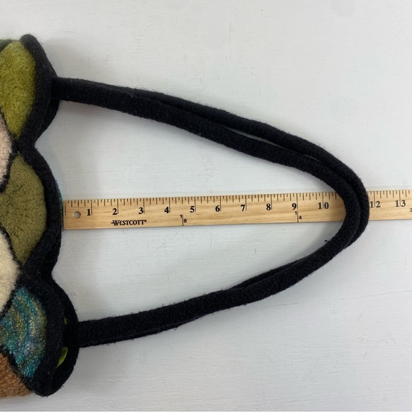 Colorful Felted “Stained Glass” Patchwork Fan Lined Rainbow Fish Hobo Bag Purse - Picture 11 of 13